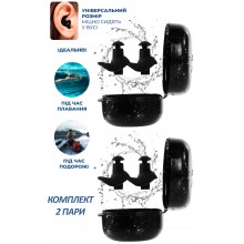 Беруши Детские VelaSport Комплект 2 пары 32дБ Многоразовые затычки в уши Беруши для плавания, сна, работы, путешествия, дайвинга Черные