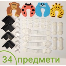 Набор 34 предмета Vela Защита на мебель и розетки от детей Детская безопасность с замками, фиксаторами и заглушками Разноцветный Набор 34 предмета Vela Защита на мебель и розетки от детей Детская безопасность с замками, фиксаторами и заглушками Разноцветный