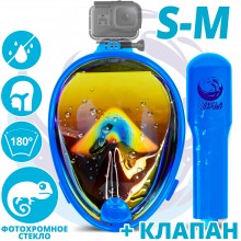 Маска для плаванья S/M VelaSport 2.0 Полнолицевая панорамная Снорклинг Маска на все лицо для купания ныряния Фотохромная линза-хамелеон с креплением для экшн камеры детские и взрослые Blue Маска для плаванья S/M VelaSport 2.0 Полнолицевая панорамная Снорклинг Маска на все лицо для купания ныряния Фотохромная линза-хамелеон с креплением для экшн камеры детские и взрослые Blue