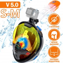 Маска для плаванья S/M VelaSport 5.0 Полнолицевая панорамная Снорклинг Маска на все лицо для купания ныряния 4 клапана Инновационная от запотевания с креплением для экшн камеры детские и взрослые Фотохромная Coloured Маска для плаванья S/M VelaSport 5.0 Полнолицевая панорамная Снорклинг Маска на все лицо для купания ныряния 4 клапана Инновационная от запотевания с креплением для экшн камеры детские и взрослые Фотохромная Coloured