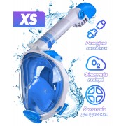 Маска для плаванья X/S VelaSport 7.0 Полнолицевая 5-13 лет панорамная Снорклинг Маска 5 клапанов Инновационная с креплением-штативом для камеры детские Синяя