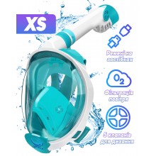 Маска для плаванья X/S VelaSport 7.0 Полнолицевая 5-13 лет панорамная Снорклинг Маска 5 клапанов Инновационная с креплением-штативом для камеры детские Green Маска для плаванья X/S VelaSport 7.0 Полнолицевая 5-13 лет панорамная Снорклинг Маска 5 клапанов Инновационная с креплением-штативом для камеры детские Green