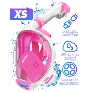 Маска для плаванья X/S VelaSport 7.0 Полнолицевая 5-13 лет панорамная Снорклинг Маска 5 клапанов Инновационная с креплением-штативом для камеры детские Розовая