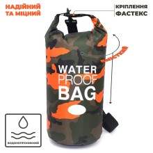 Водонепроницаемый гермомешок 20L VelaSport рюкзак Dry Bag туристическая сумка для взрослых и детей 36х63см. Оранжевый