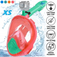 Полнолицевая панорамная X/S Kids (3-10лет) Снорклинг Маска для плаванья VelaSport 1.0 на все лицо с трубкой и клапаном с креплением для экшн камеры детские Pink Turquoise Полнолицевая панорамная X/S Kids (3-10лет) Снорклинг Маска для плаванья VelaSport 1.0 на все лицо с трубкой и клапаном с креплением для экшн камеры детские Pink Turquoise