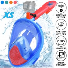 Полнолицевая панорамная X/S Kids (3-10лет) Снорклинг Маска для плаванья VelaSport 1.0 на все лицо с трубкой и клапаном с креплением для экшн камеры детские Blue Red Полнолицевая панорамная X/S Kids (3-10лет) Снорклинг Маска для плаванья VelaSport 1.0 на все лицо с трубкой и клапаном с креплением для экшн камеры детские Blue Red