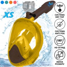 Полнолицевая панорамная X/S Kids (3-10лет) Снорклинг Маска для плаванья VelaSport 1.0 на все лицо с трубкой и клапаном с креплением для экшн камеры детские Yellow Grey Полнолицевая панорамная X/S Kids (3-10лет) Снорклинг Маска для плаванья VelaSport 1.0 на все лицо с трубкой и клапаном с креплением для экшн камеры детские Yellow Grey