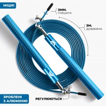 Cкоростная кроссфит скакалка VelaSport Тренажер c регулировкой Алюминий 3м. Диаметр 3мм. с подшипниками и стальным тросом Сверхпрочная Синяя Cкоростная кроссфит скакалка VelaSport Тренажер c регулировкой Алюминий 3м. Диаметр 3мм. с подшипниками и стальным тросом Сверхпрочная Синяя