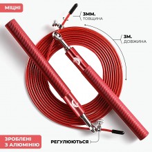 Cкоростная кроссфит скакалка VelaSport Тренажер c регулировкой Алюминий 3м. Диаметр 3мм. с подшипниками и стальным тросом Сверхпрочная Красная Cкоростная кроссфит скакалка VelaSport Тренажер c регулировкой Алюминий 3м. Диаметр 3мм. с подшипниками и стальным тросом Сверхпрочная Красная