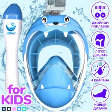 Детская маска для плаванья X/S (5-13лет) VelaSport KIDS Lion Полнолицевая панорамная Снорклинг Маска на все лицо для ныряния 4 клапана Инновационная детские и подростковые Blue Детская маска для плаванья X/S (5-13лет) VelaSport KIDS Lion Полнолицевая панорамная Снорклинг Маска на все лицо для ныряния 4 клапана Инновационная детские и подростковые Blue